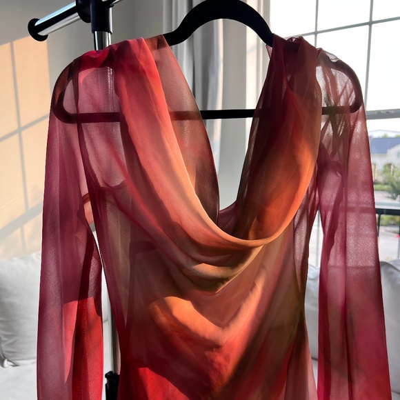 ASOS DESIGN chiffon cowl neck maxi dress in marble print - Picture 4 of 5